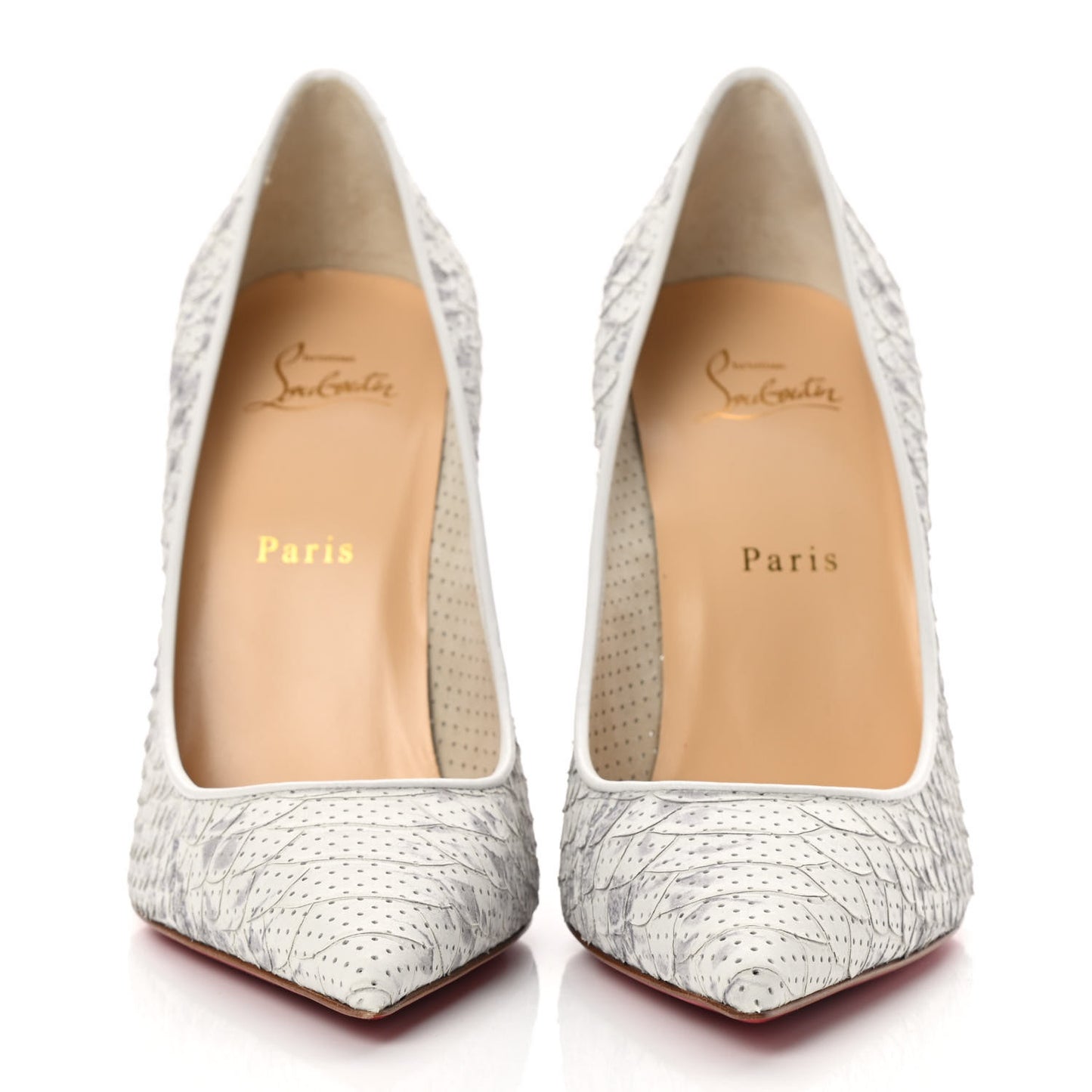 Perforated Python Kate 100 Pumps 39.5 Roccia White