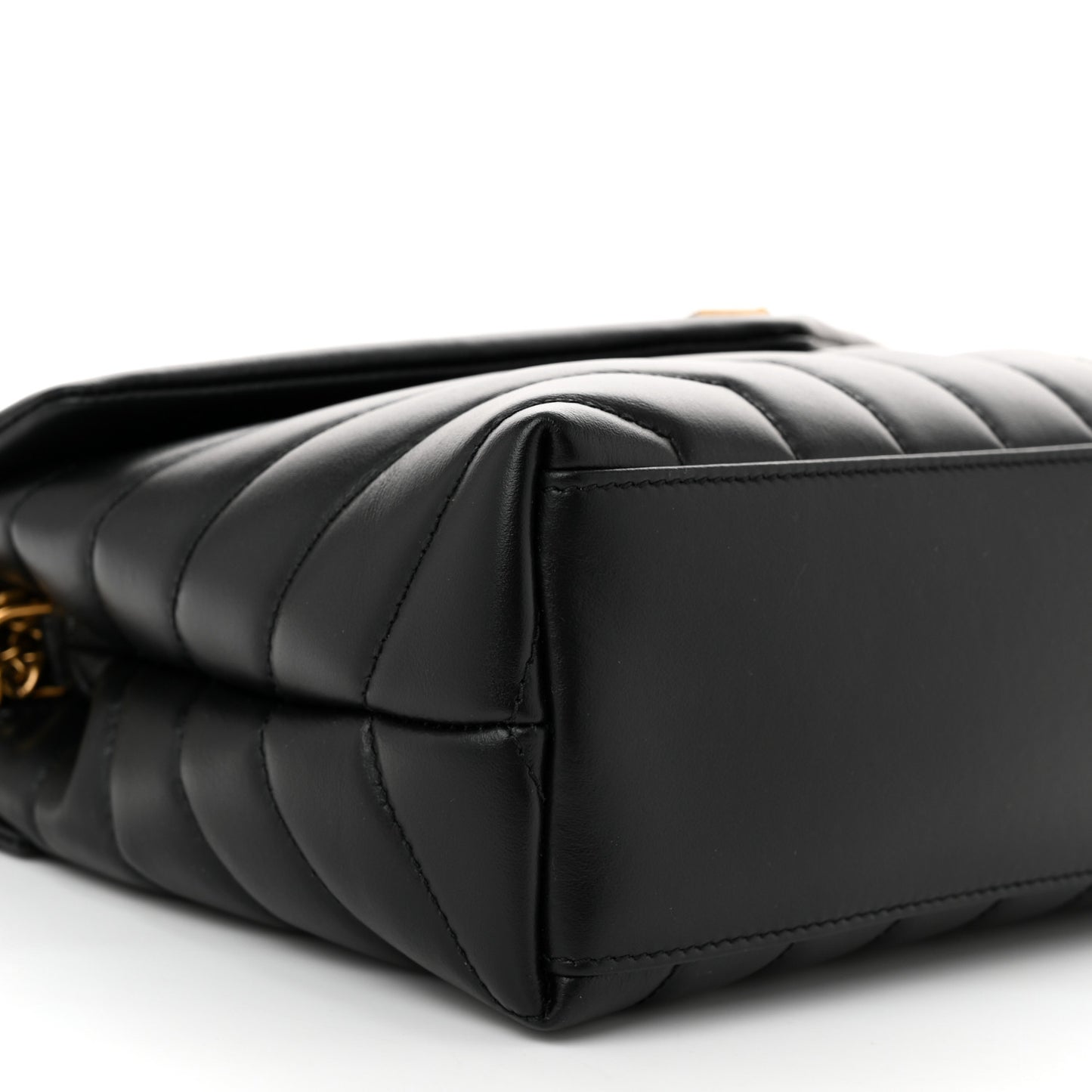 Calfskin Y Quilted Monogram Small Loulou Chain Satchel Black