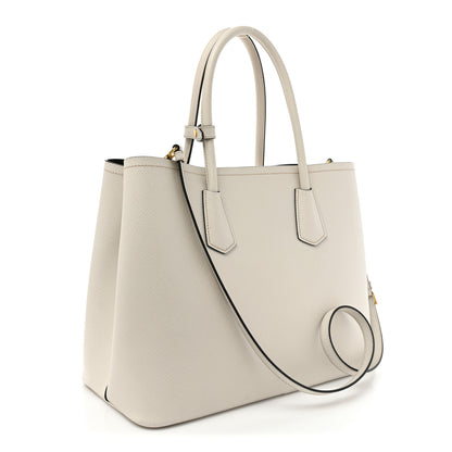 Prada Saffiano Cuir Medium Double Bag Talco Black 3 of 15