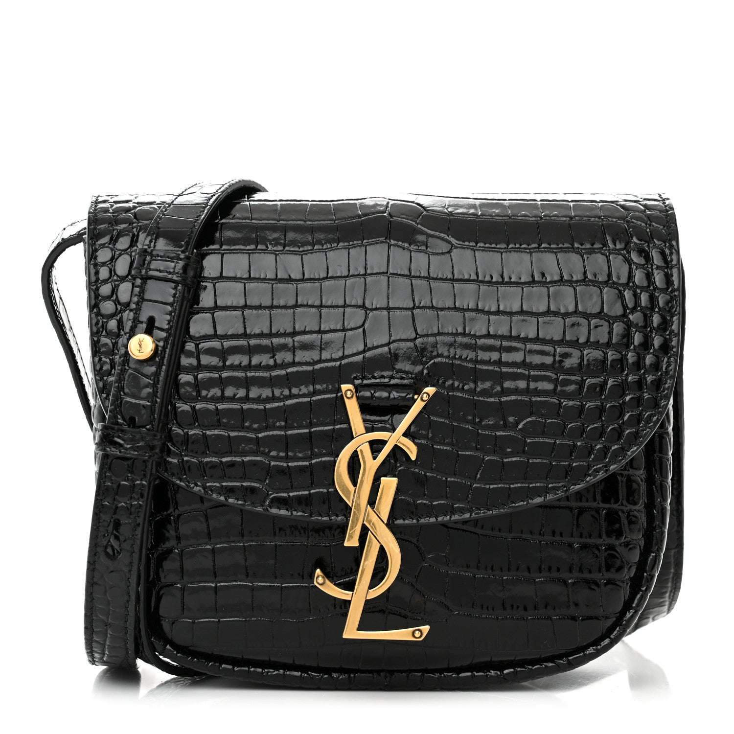Saint Laurent Crocodile Embossed Calfskin Small Kaia Satchel Black 1 of 9