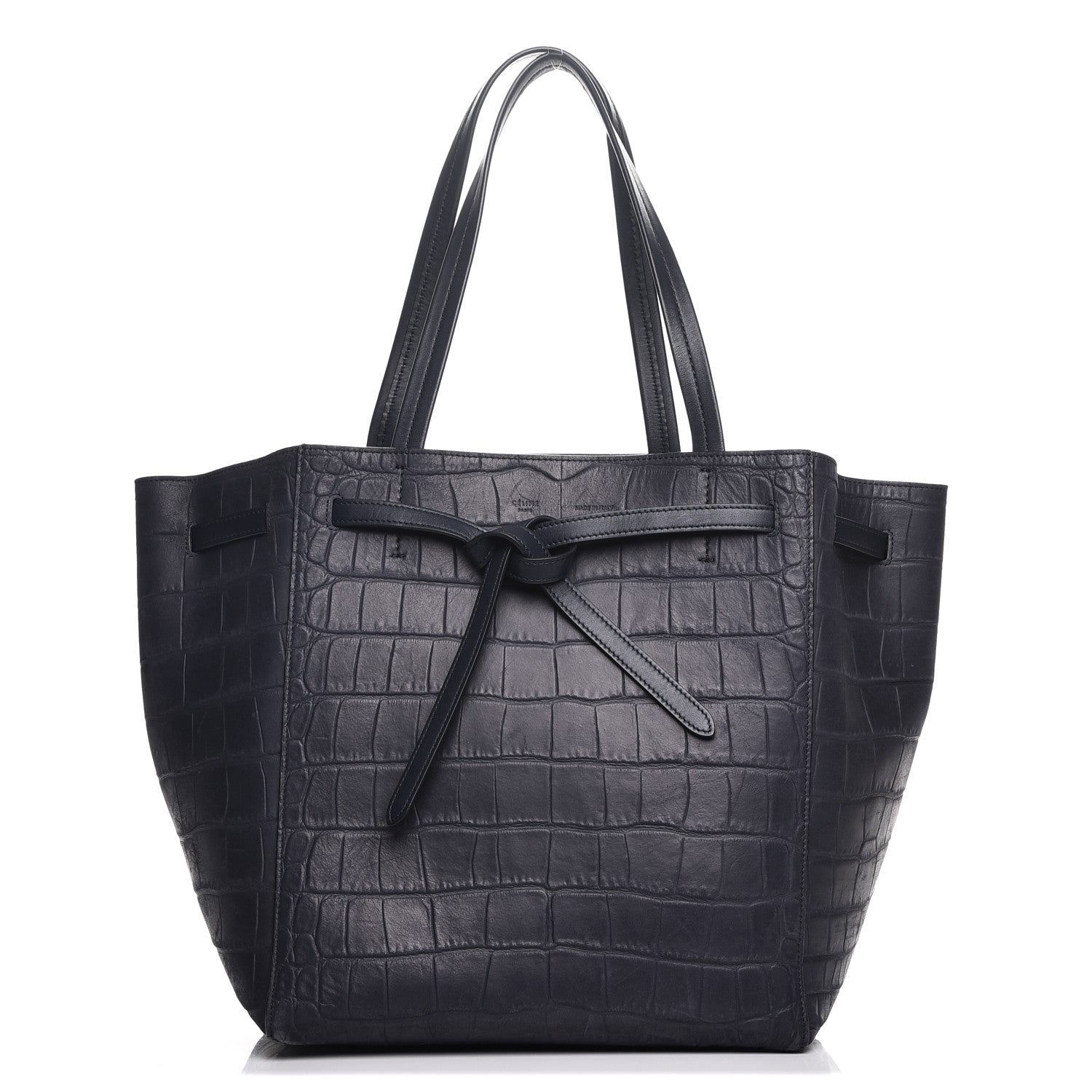 Celine Crocodile Embossed Nubuck Small Belt Cabas Phantom Navy Blue 1 of 12