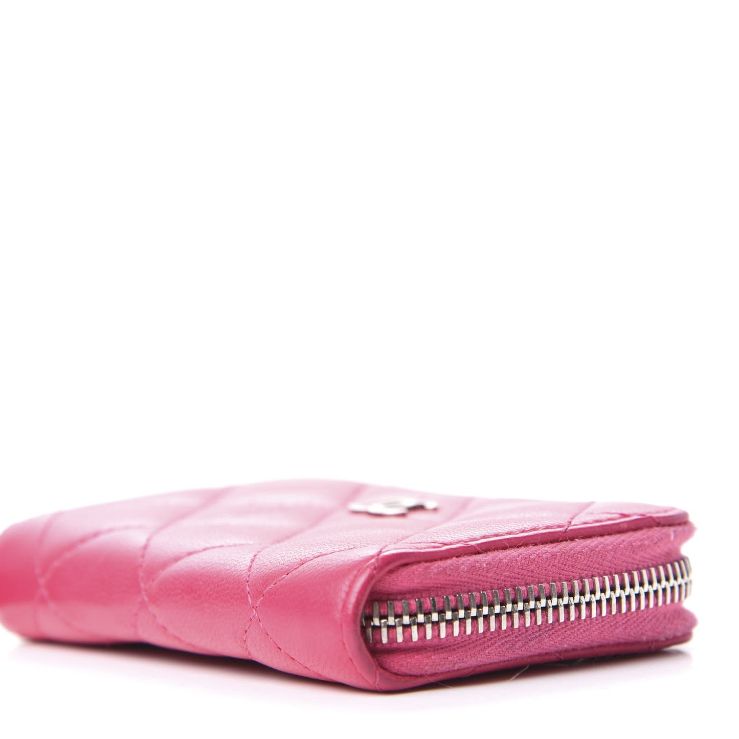 Lambskin Quilted Zip Around Coin Purse Pink