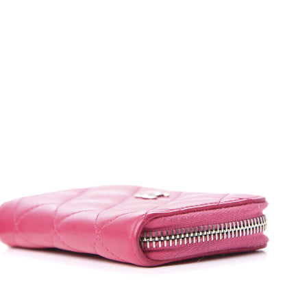 Chanel Lambskin Quilted Zip Around Coin Purse Pink 7 of 9