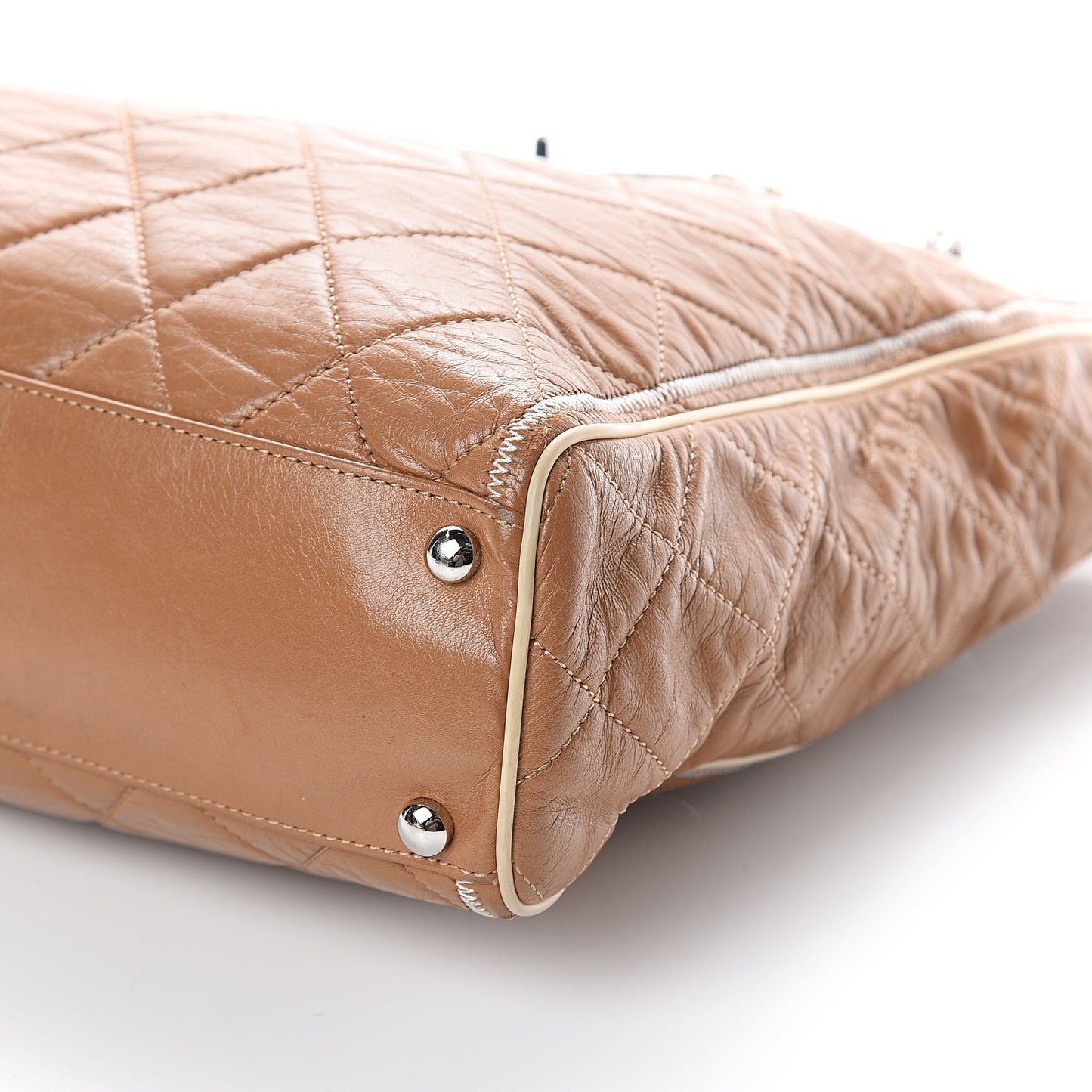 Lambskin Quilted North South Tote Brown