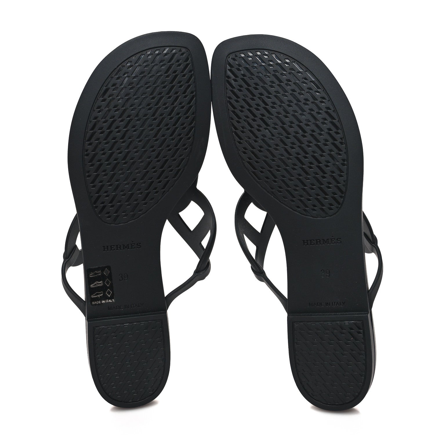 Hermes Rubber Womens Egerie Sandals 39 Black 5 of 8