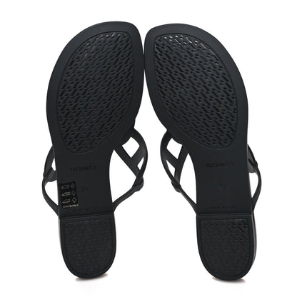 Hermes Rubber Womens Egerie Sandals 39 Black 5 of 8