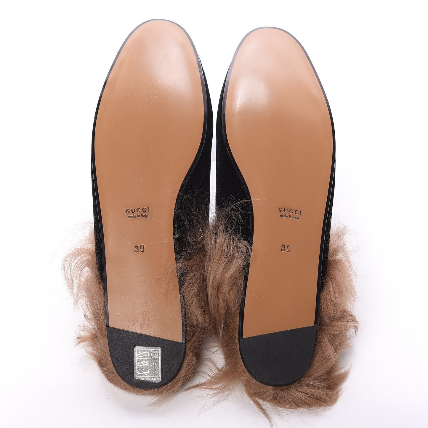Velvet Fur Womens Princetown Slippers 39 Black