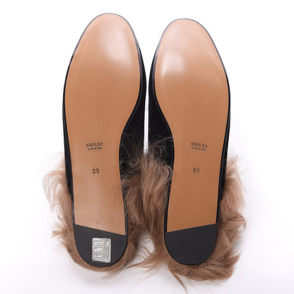 Gucci Velvet Fur Womens Princetown Slippers 39 Black 6 of 10