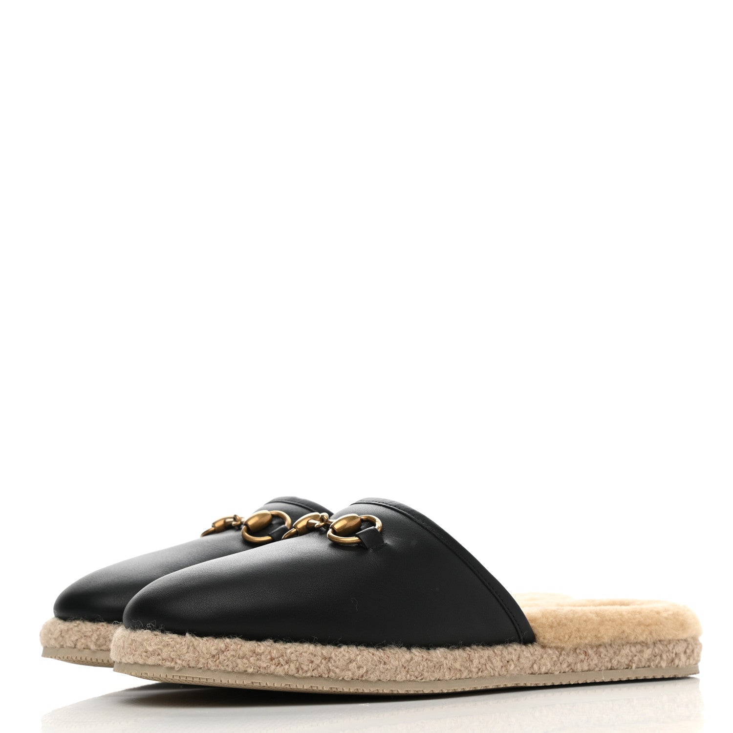 Gucci Nappa Wool Womens Fria Slippers 39 Black Butterscotch 3 of 9