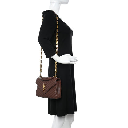 Saint Laurent Sheepskin Matelasse Chevron Monogram Medium College Bag Brick 2 of 15