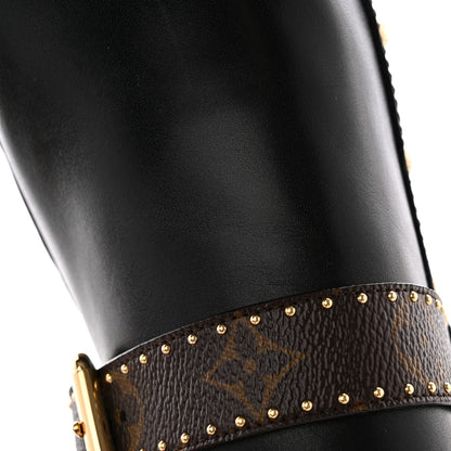 Louis Vuitton Calfskin Patent Monogram Cottage Clog Mules 38 Black 10 of 20
