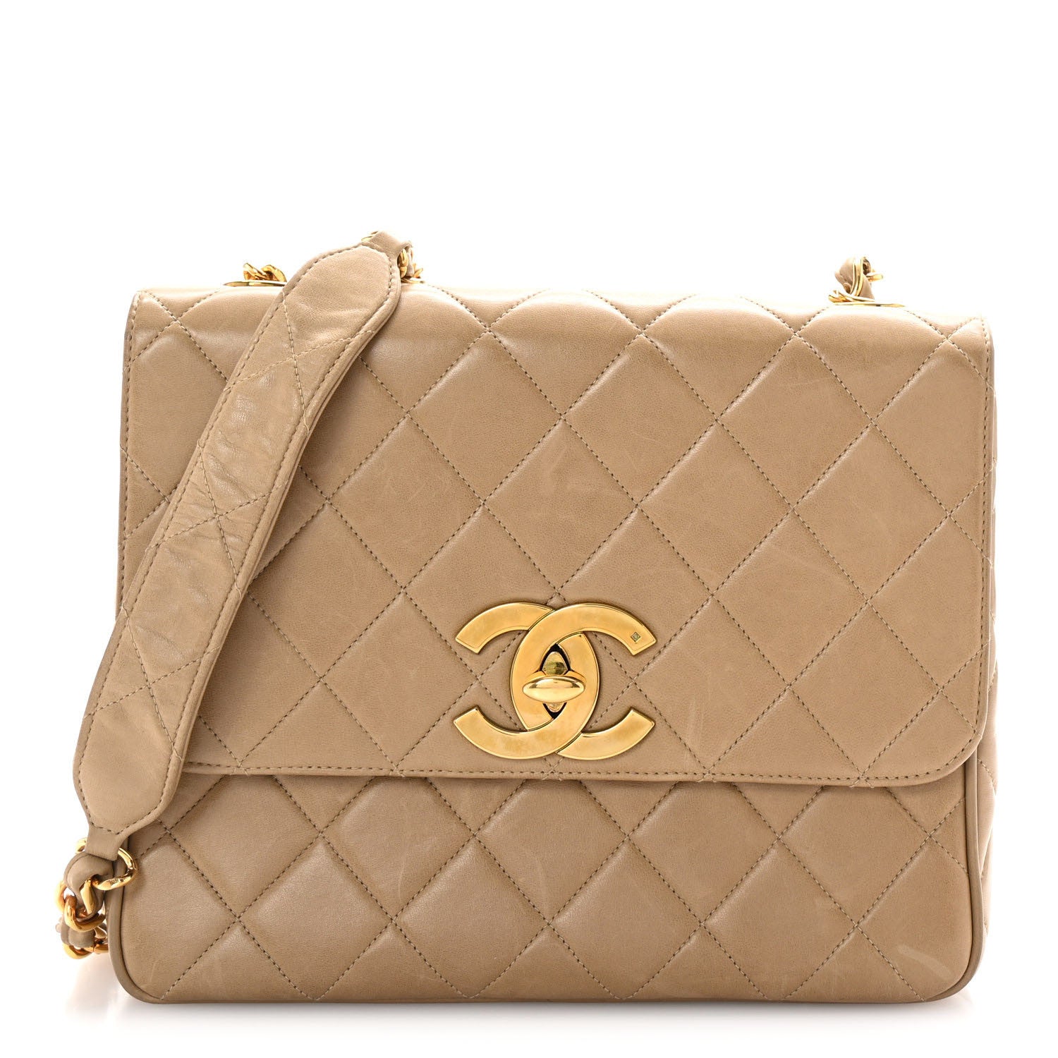 Chanel Lambskin Quilted Medium Square Flap Bag Beige 1 of 10