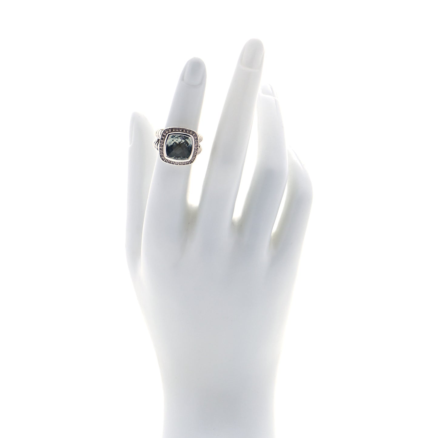 Sterling Silver Diamond Prasiolite 11mm Albion Ring 49 4.75