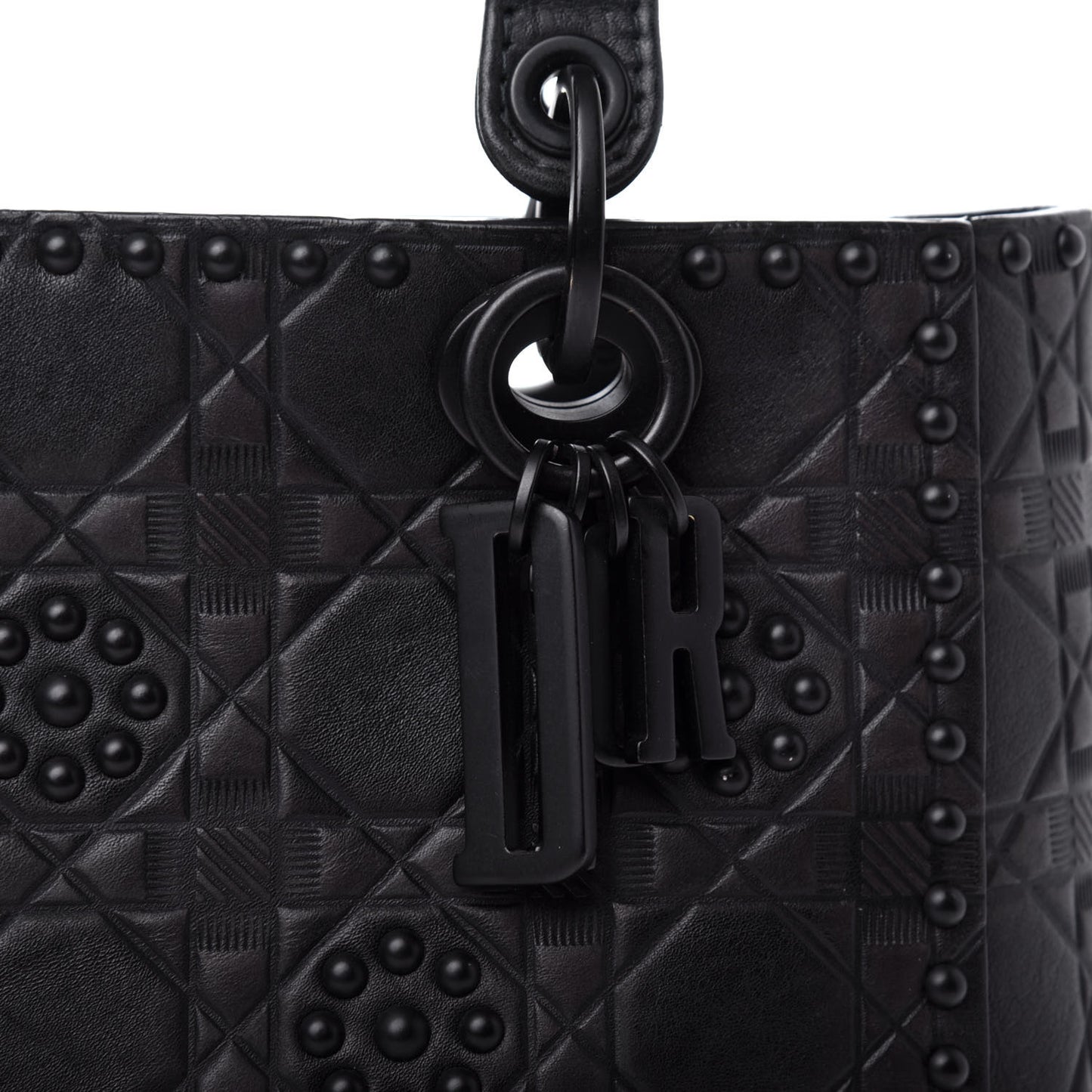 Lambskin Studded Matte Cannage Medium Lady Dior So Black