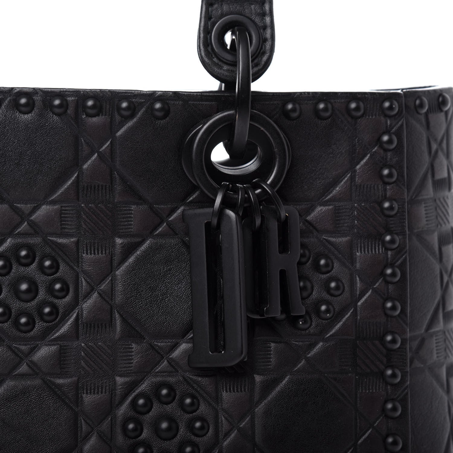 Christian Dior Lambskin Studded Matte Cannage Medium Lady Dior So Black 10 of 35