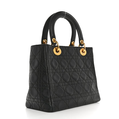 Christian Dior Lambskin Cannage Medium Lady Dior Black 3 of 16