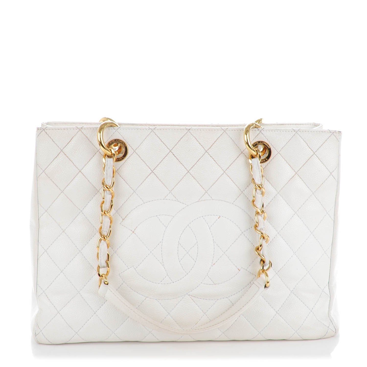 Chanel Caviar Quilted Grand Shopping Tote GST White 1 of 7