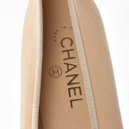 Chanel Lambskin Cap Toe Ballerina Flats 39.5 Beige Black 7 of 11