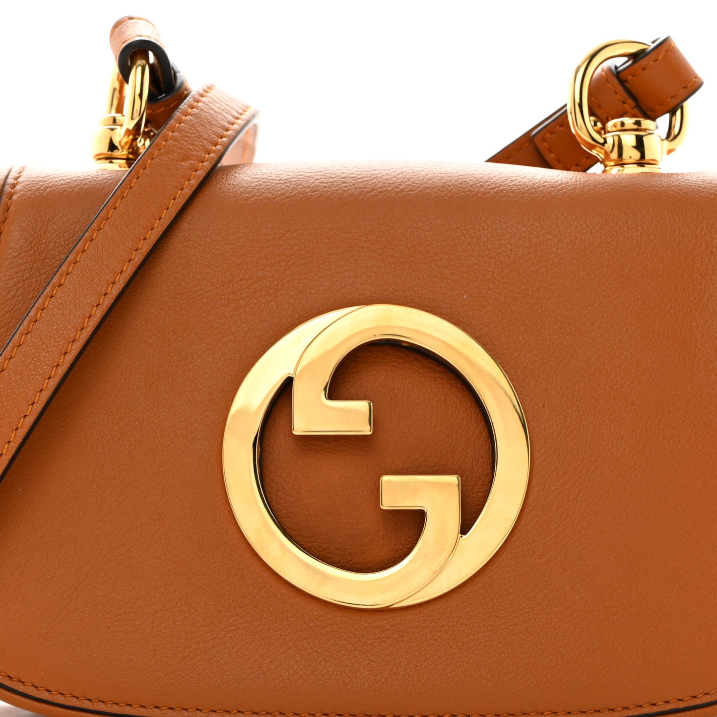 Roxy Calfskin Web Mini Blondie Shoulder Bag Cognac