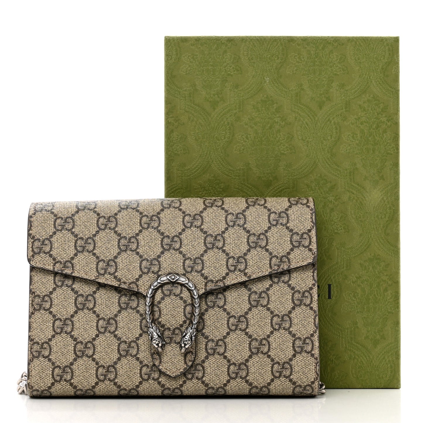 GG Supreme Monogram Mini Dionysus Chain Wallet Beige Taupe
