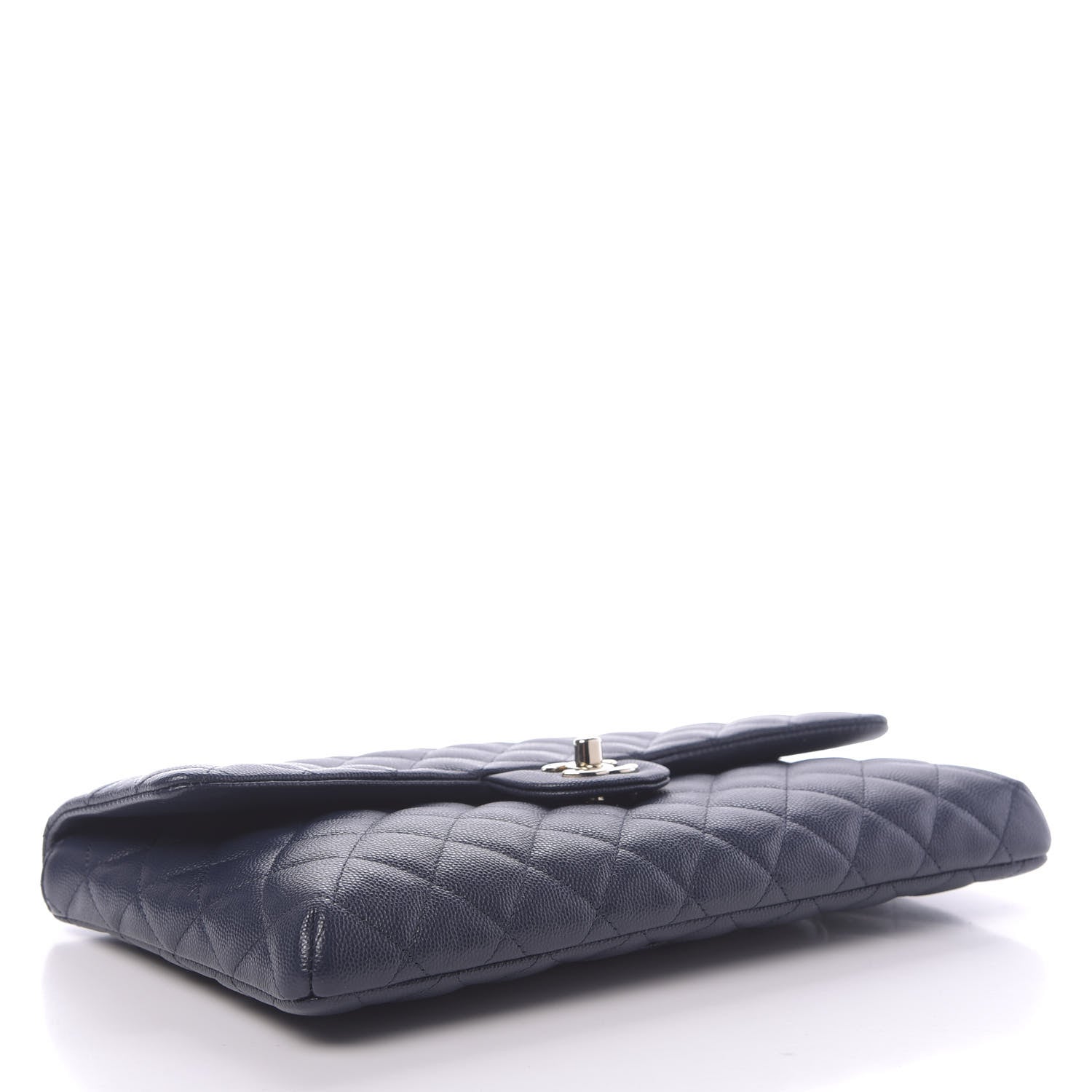 Chanel Caviar Quilted Flap Clutch Navy Blue 4 of 11