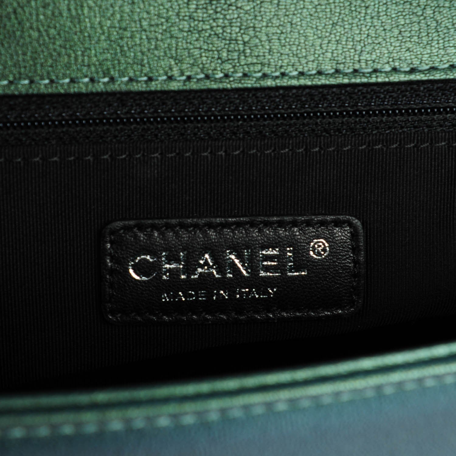 Chanel Iridescent Goatskin Quilted New Medium Boy Flap Green 7 of 8