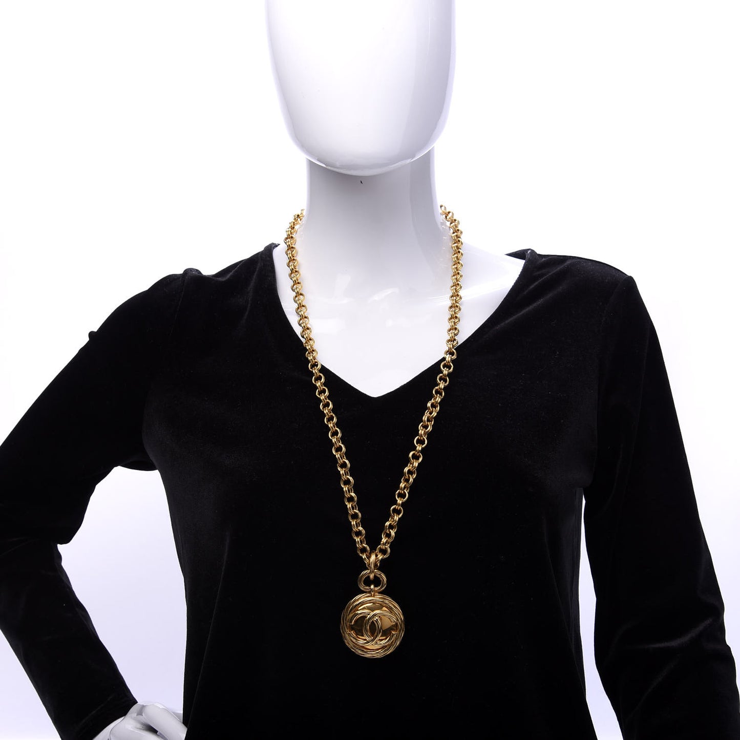 CC Mirror Long Necklace Gold