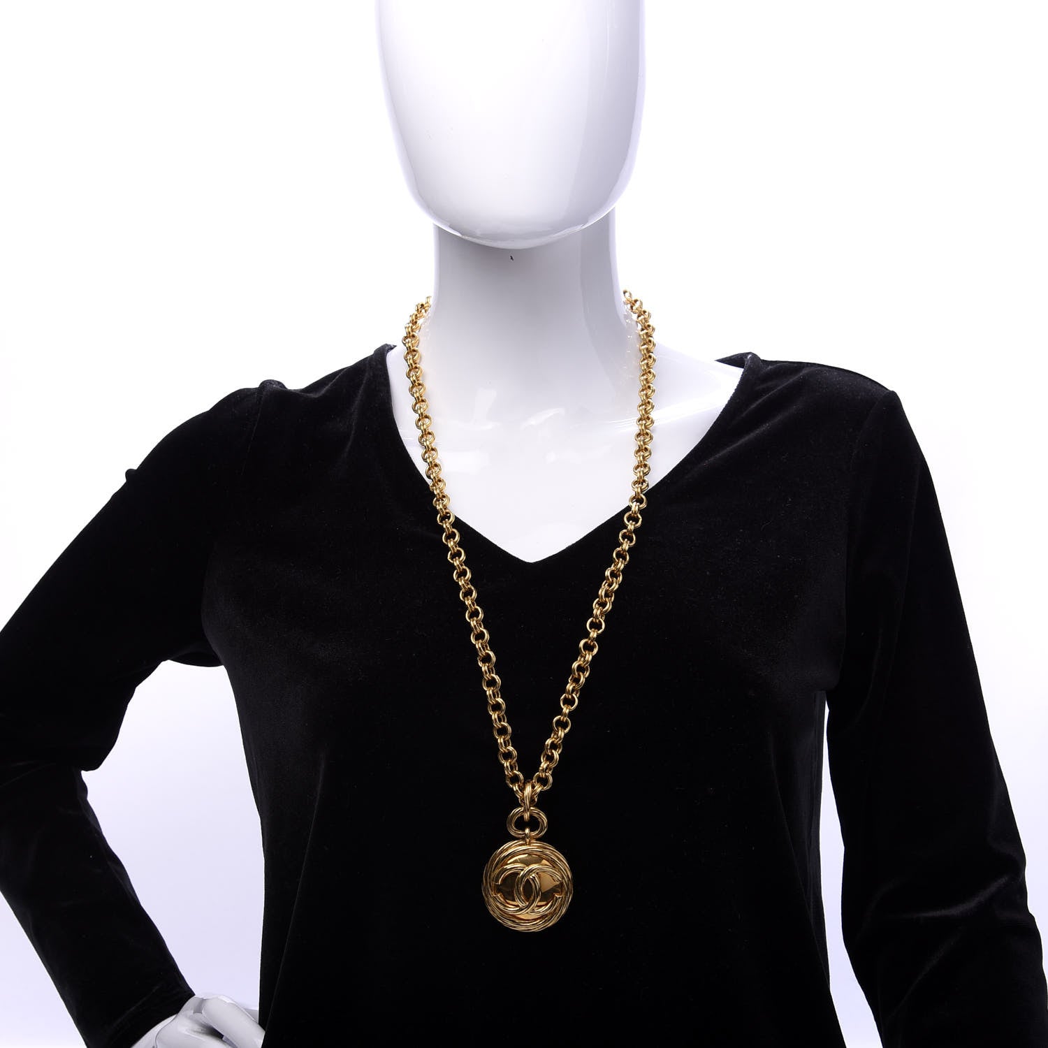 Chanel CC Mirror Long Necklace Gold 2 of 6
