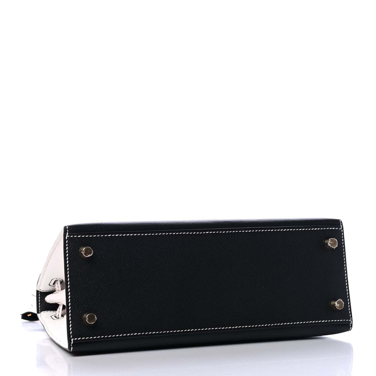 Hermes Epsom Bi-Color Horseshoe Kelly Sellier 25 Black White 3 of 8
