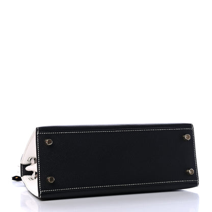 Hermes Epsom Bi-Color Horseshoe Kelly Sellier 25 Black White 3 of 8