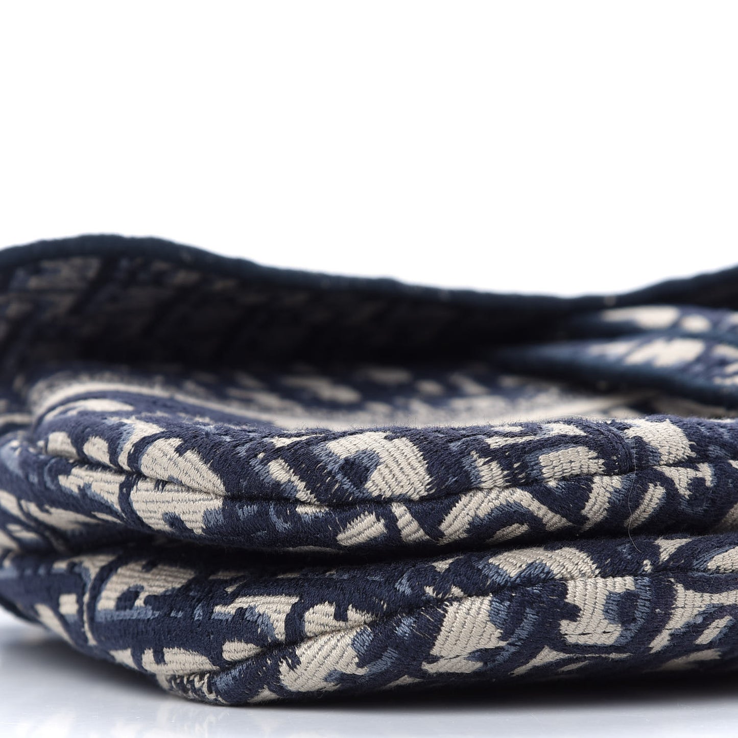 Oblique Embroidered Saddle Bag Blue
