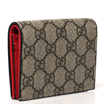 Gucci GG Supreme Monogram Cherry Embellished Card Case Wallet Hibiscus Red 3 of 8