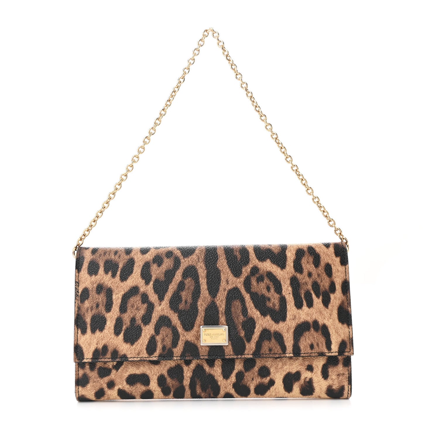 Crespo Leopard Print Wallet On Chain Brown Black