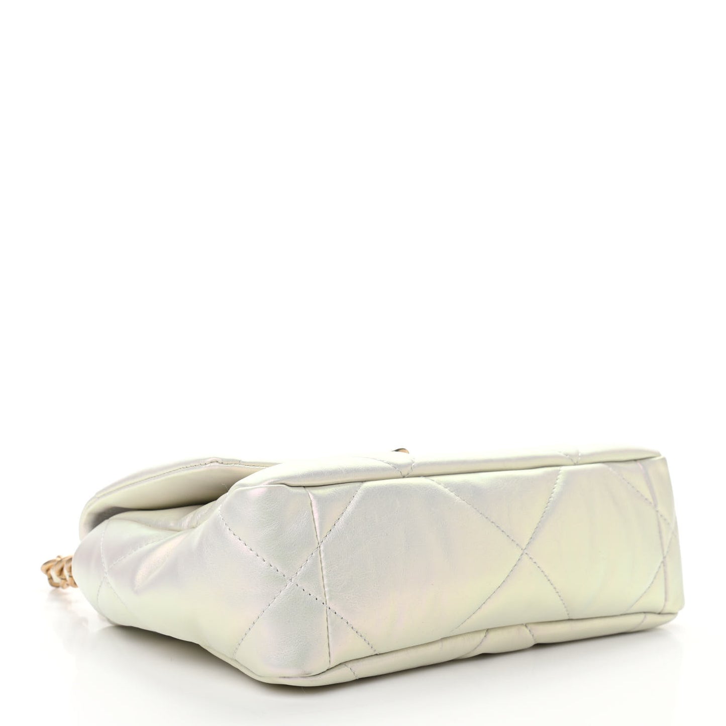 Iridescent Calfskin Quilted Medium Chanel 19 Flap White