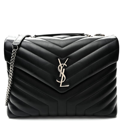 Saint Laurent Calfskin Y Quilted Monogram Medium Loulou Chain Satchel Black 1 of 9