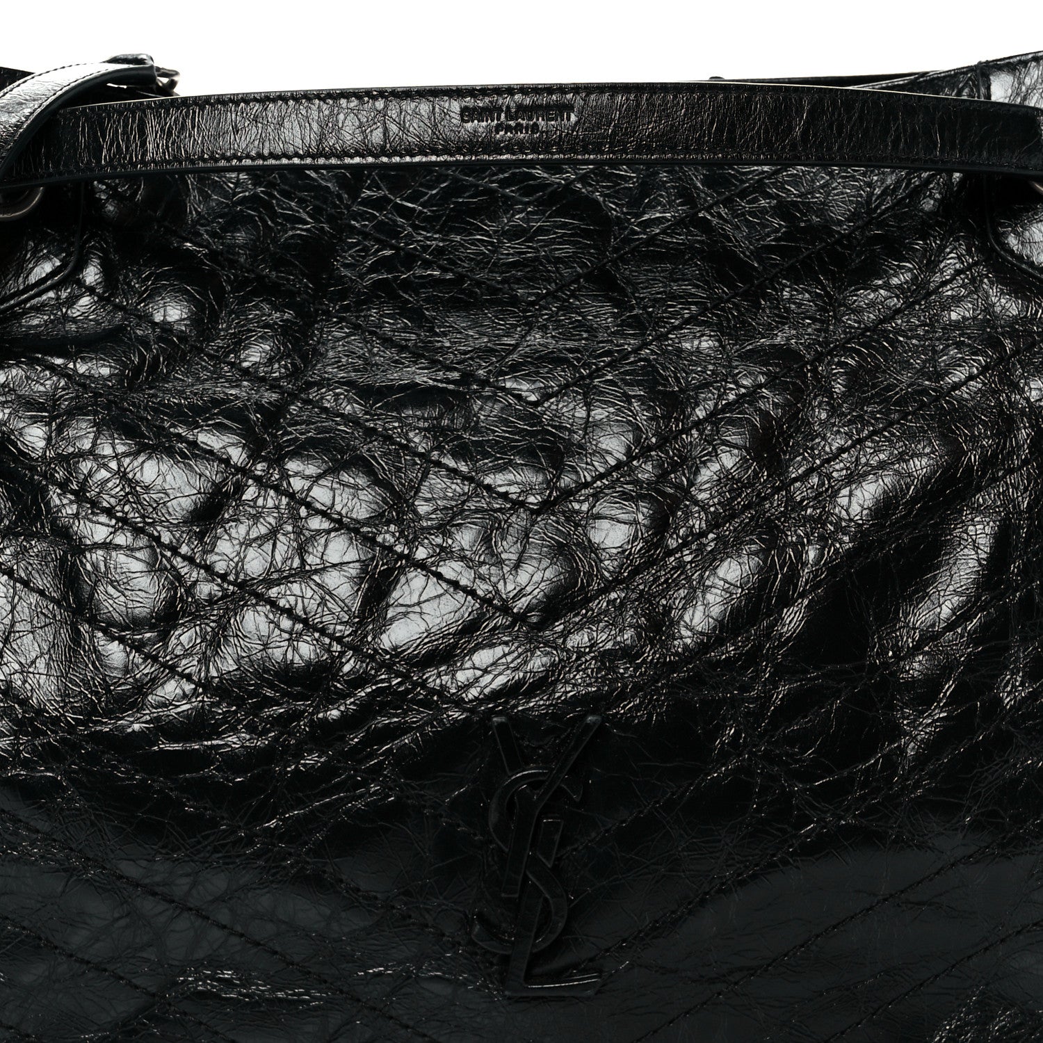 Saint Laurent Crinkled Calfskin Matelasse Monogram Medium Niki Shopper Tote Black 8 of 10