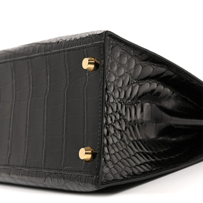 Hermes Shiny Alligator Kelly Sellier 32 Black 28 of 34