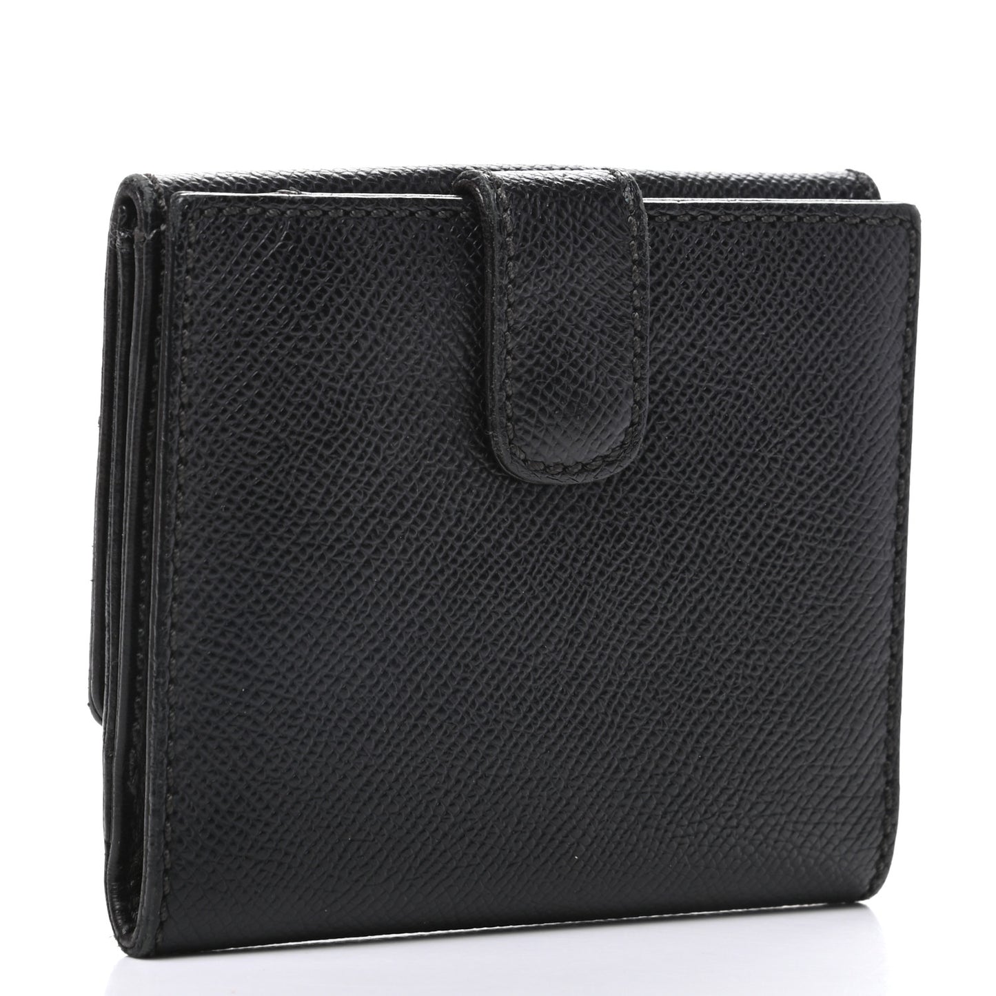 Grained Calfskin CC Flap Wallet Black