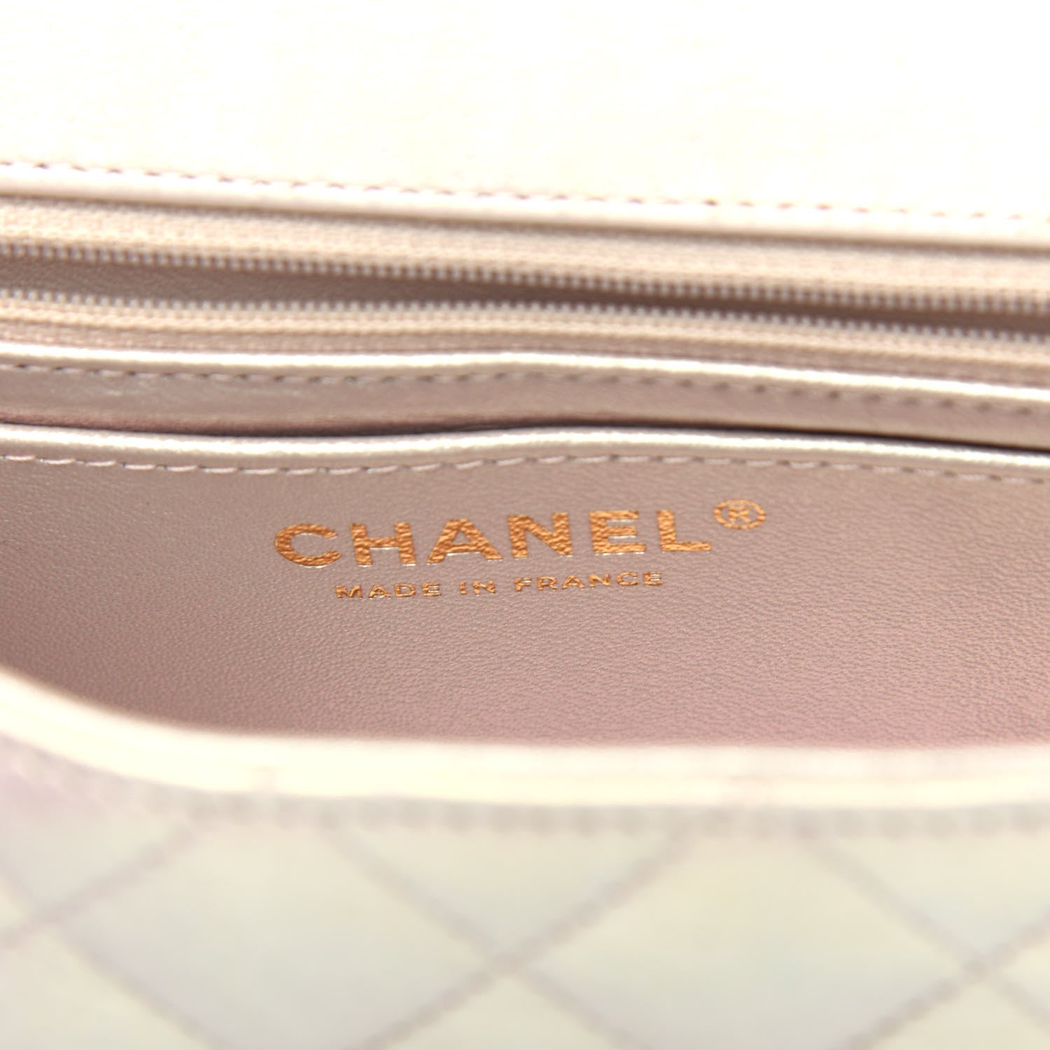 Chanel Iridescent Lambskin Quilted Mini Rectangular Flap Ivory 6 of 11