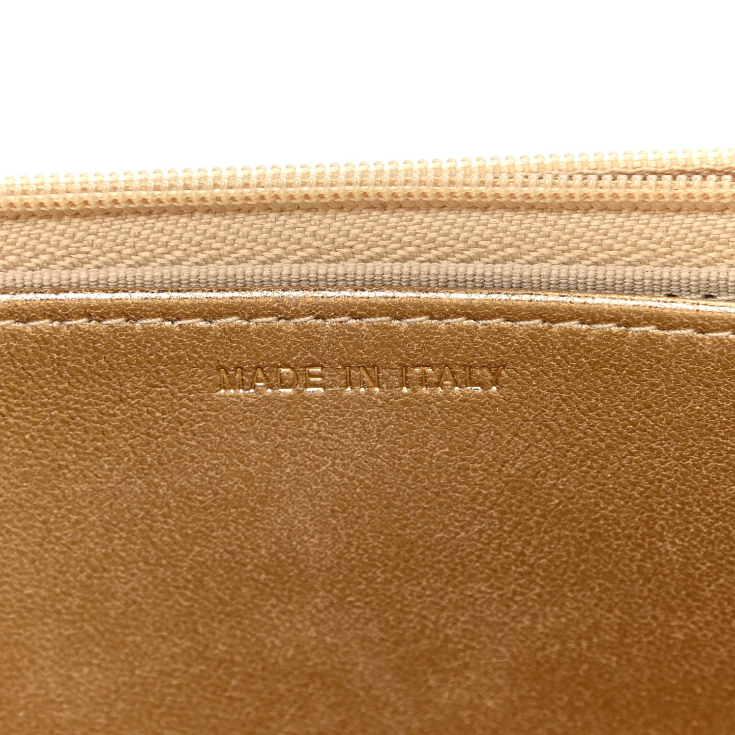 Metallic Lambskin Quilted Wallet On Chain WOC Gold