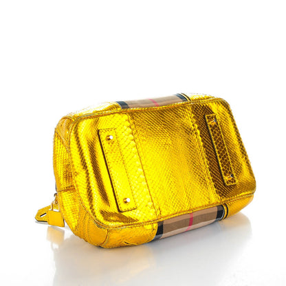 Burberry Prorsum House Check Python Medium Blaze Satchel Gold Metallic 4 of 12