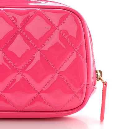 Chanel Patent Quilted Small Curvy Pouch Cosmetic Case Pink 9 of 10