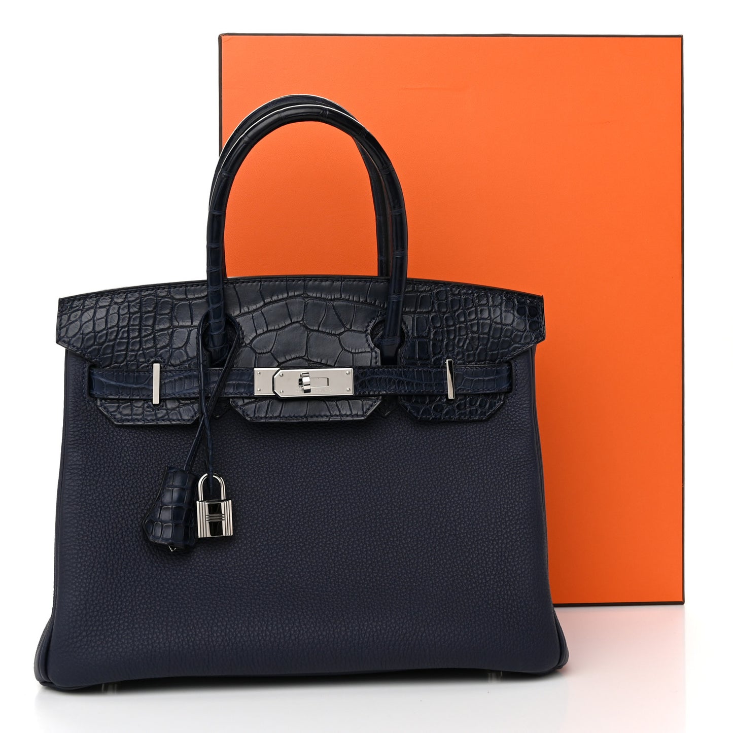 Togo Matte Alligator Birkin Touch 30 Bleu Nuit Bleu Indigo