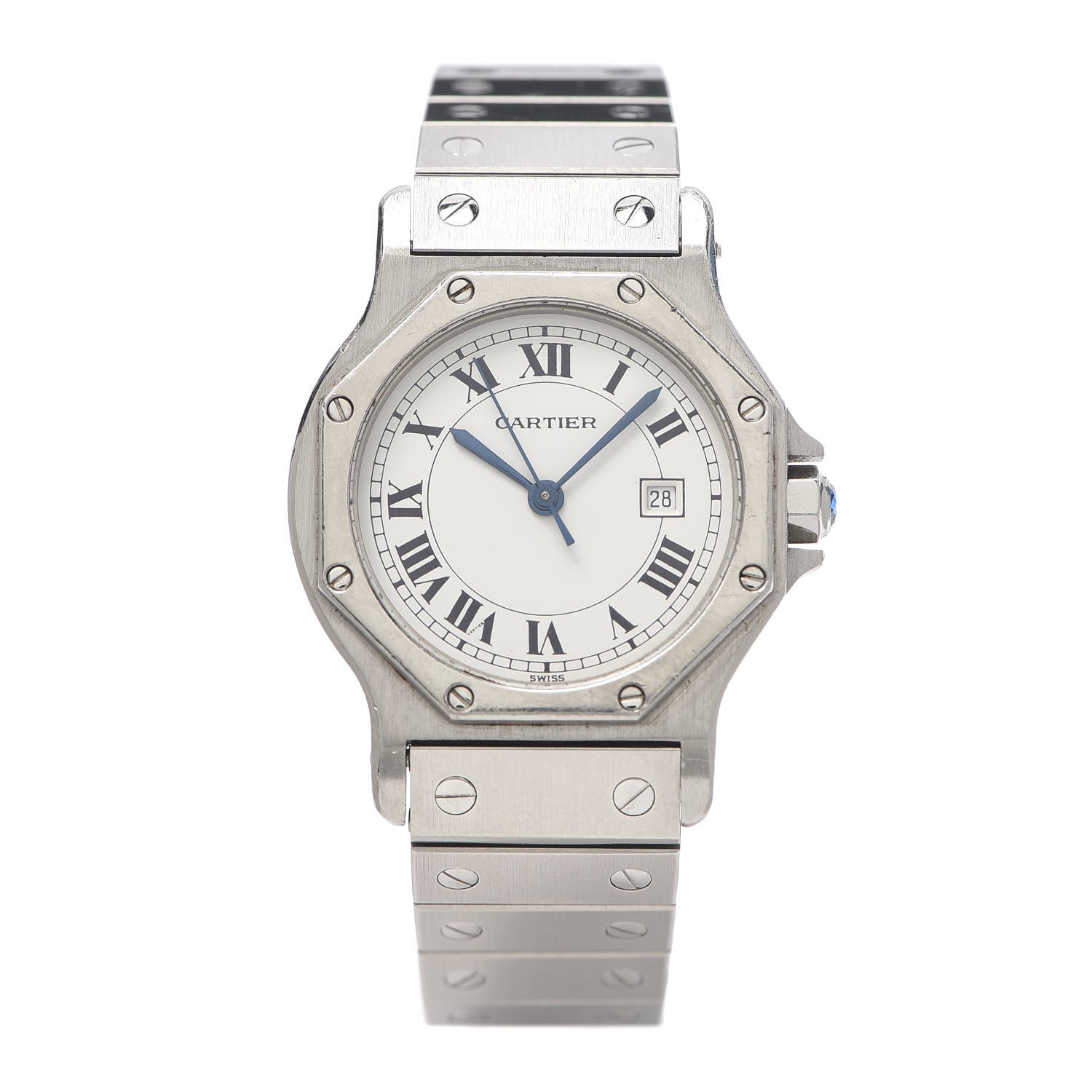 Cartier Stainless Steel 29mm Santos Octagon Automatic Watch 1 of 6
