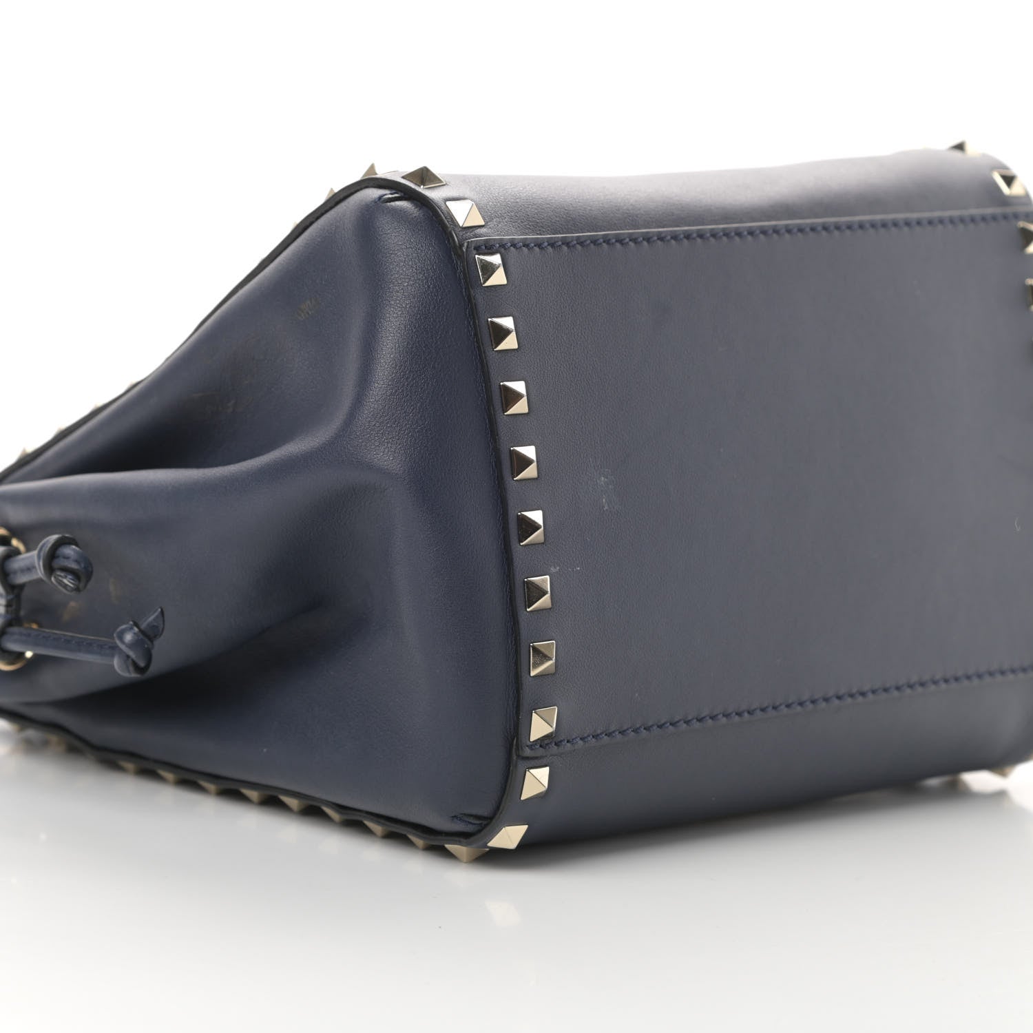Valentino Garavani Calfskin Rockstud Double Handle Cinch Tote Marine 8 of 13