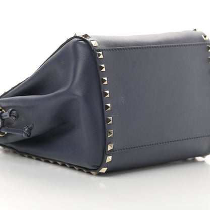 Valentino Garavani Calfskin Rockstud Double Handle Cinch Tote Marine 8 of 13