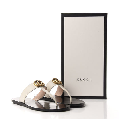 Gucci Calfskin GG Marmont Thong Sandals 37 Mystic White 9 of 9