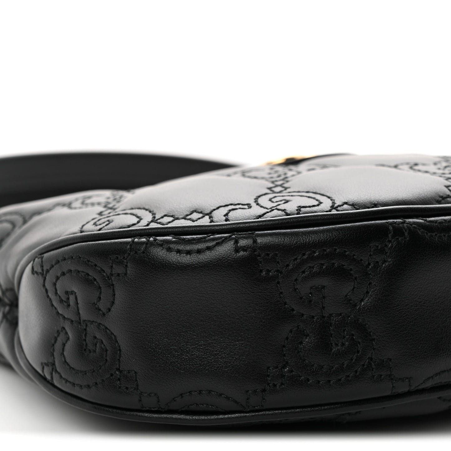 Calfskin GG Matelasse Mini Hobo Shoulder Bag Black