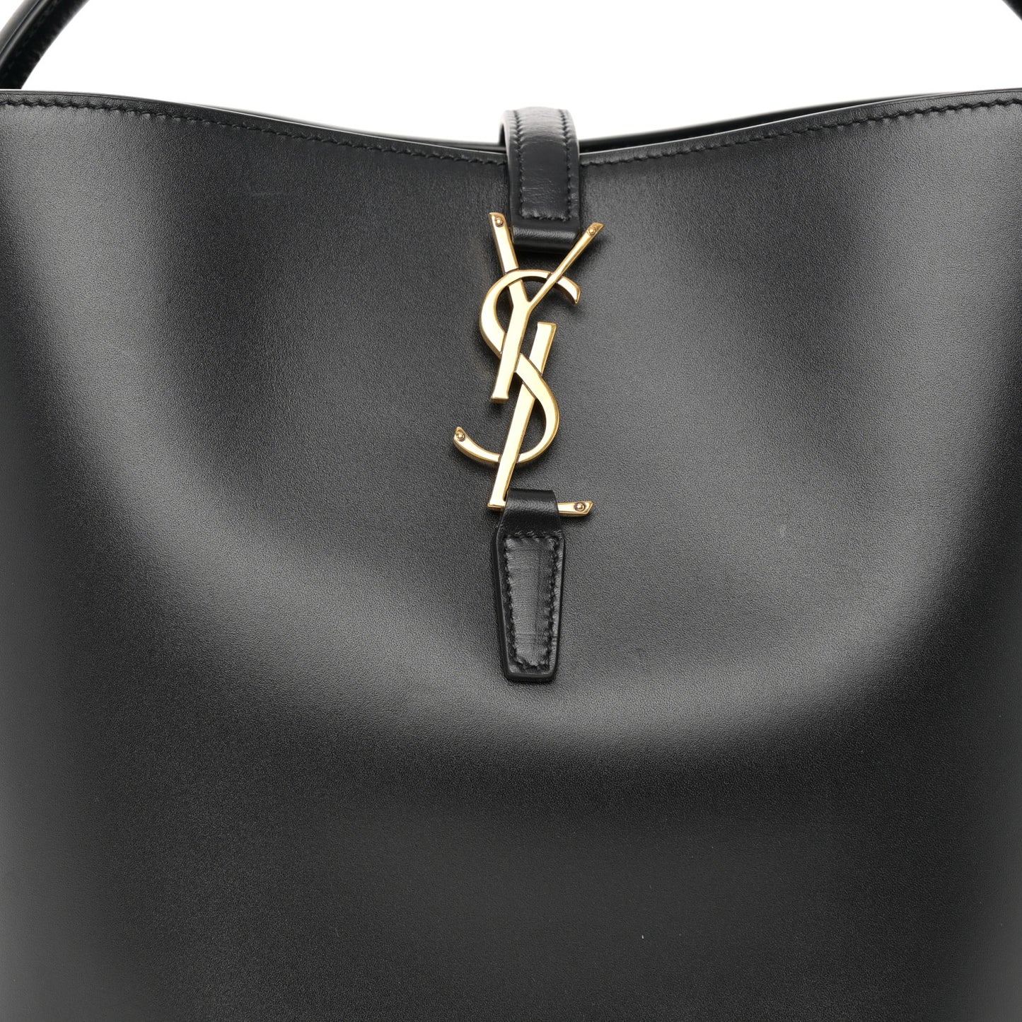 Smooth Shiny Calfskin Monogram Le 37 Bucket Bag Black