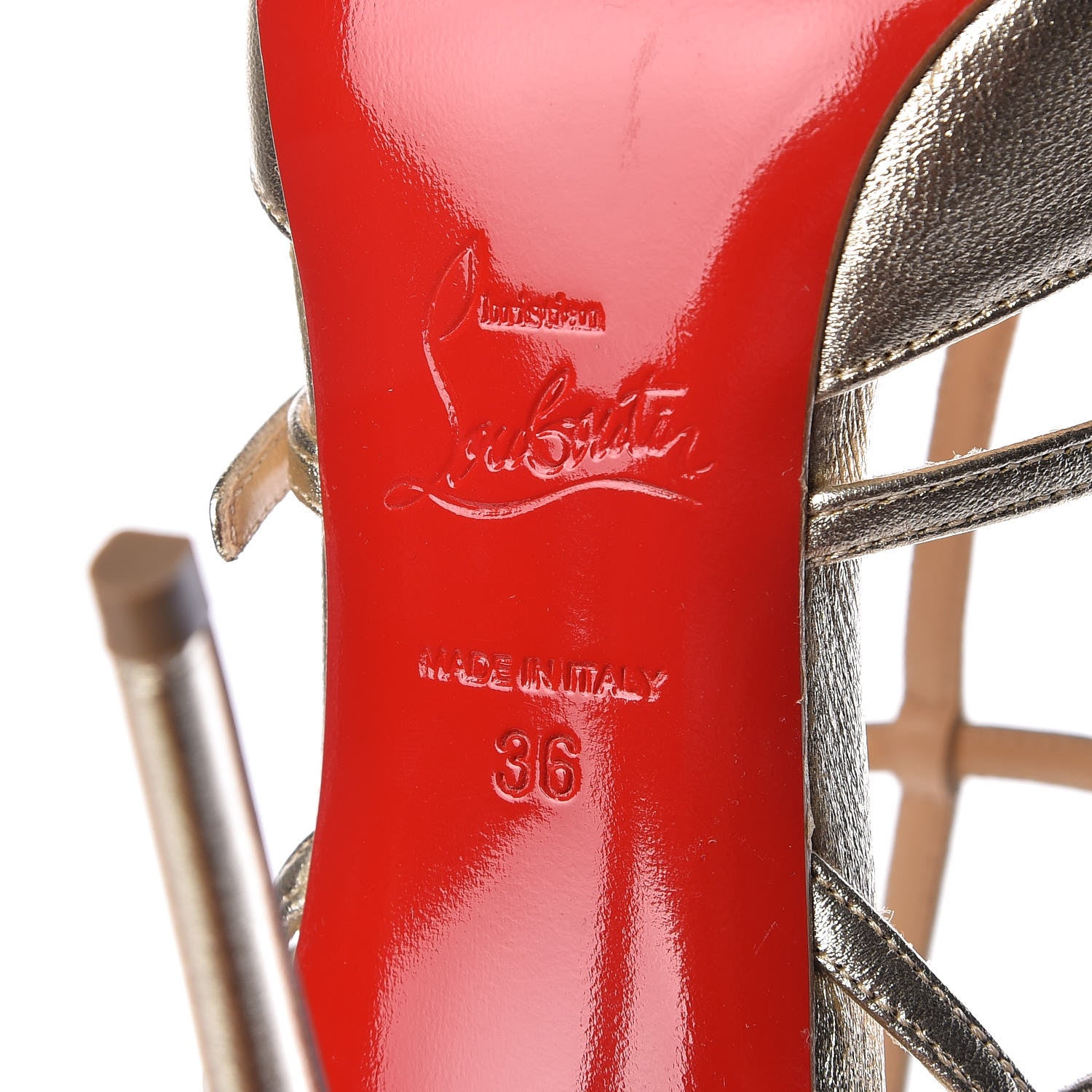 Christian Louboutin Metallic Nappa Kadreyana 100 Pumps 36 Sahara 6 of 8